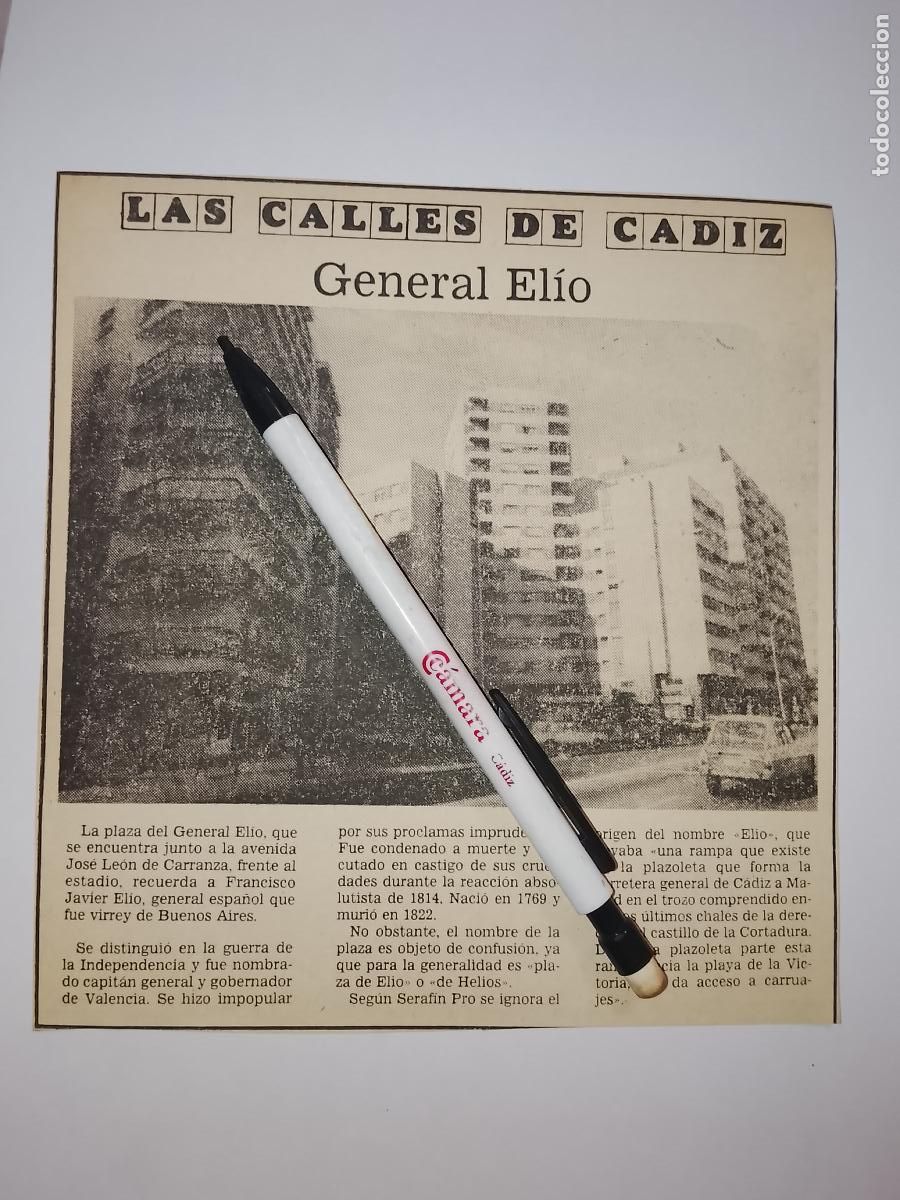 Coleccionismo de Revista Hola: DIARIO 1979 80 RECORTE COLECCION CALLES DE CADIZ CAPITAL - CALLE GENERAL ELIO