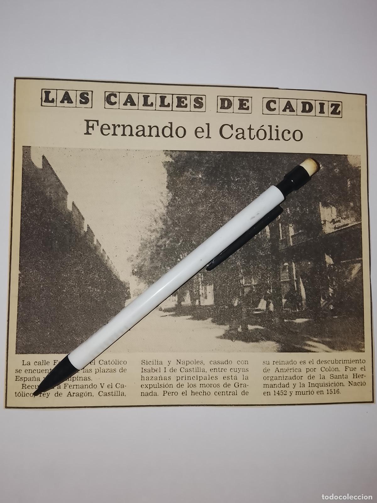 Coleccionismo de Revista Hola: DIARIO 1979 80 RECORTE COLECCION CALLES DE CADIZ CAPITAL - CALLE FERNANDO EL CATOLICO