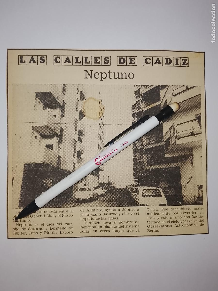 Coleccionismo de Revista Hola: DIARIO 1979 80 RECORTE COLECCION CALLES DE CADIZ CAPITAL - CALLE NEPTUNO