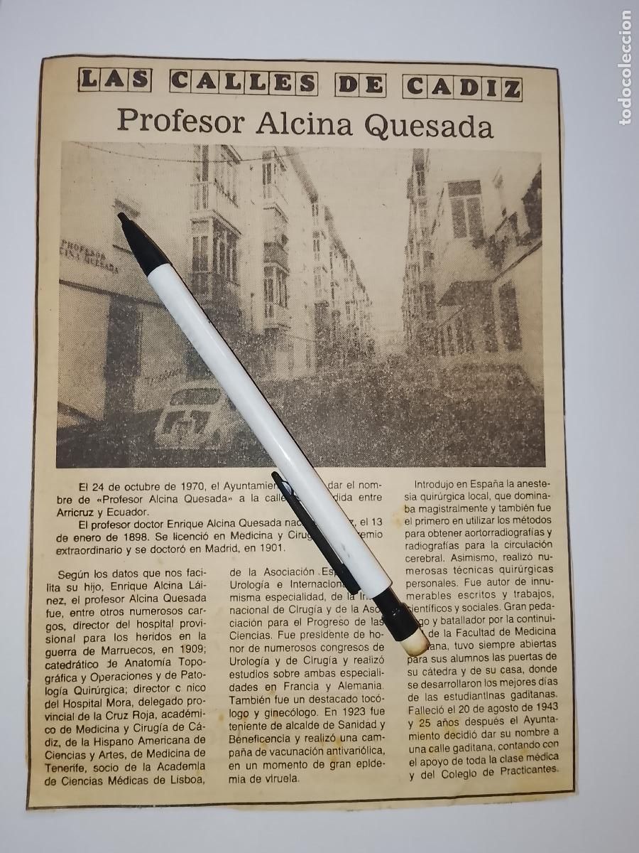 Coleccionismo de Revista Hola: DIARIO 1979 80 RECORTE COLECCION CALLES DE CADIZ CAPITAL - CALLE PROFESOR ALCINA QUESADA