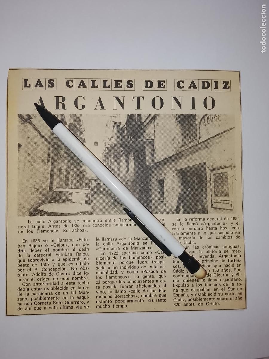 Coleccionismo de Revista Hola: DIARIO 1979 80 RECORTE COLECCION CALLES DE CADIZ CAPITAL - CALLE ARGANTONIO