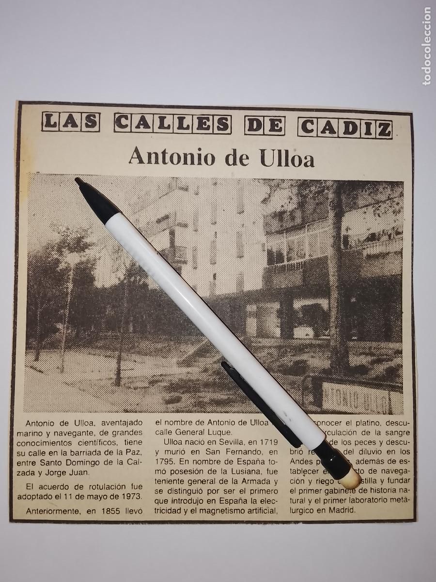 Coleccionismo de Revista Hola: DIARIO 1979 80 RECORTE COLECCION CALLES DE CADIZ CAPITAL - CALLE ANTONIO DE ULLOA