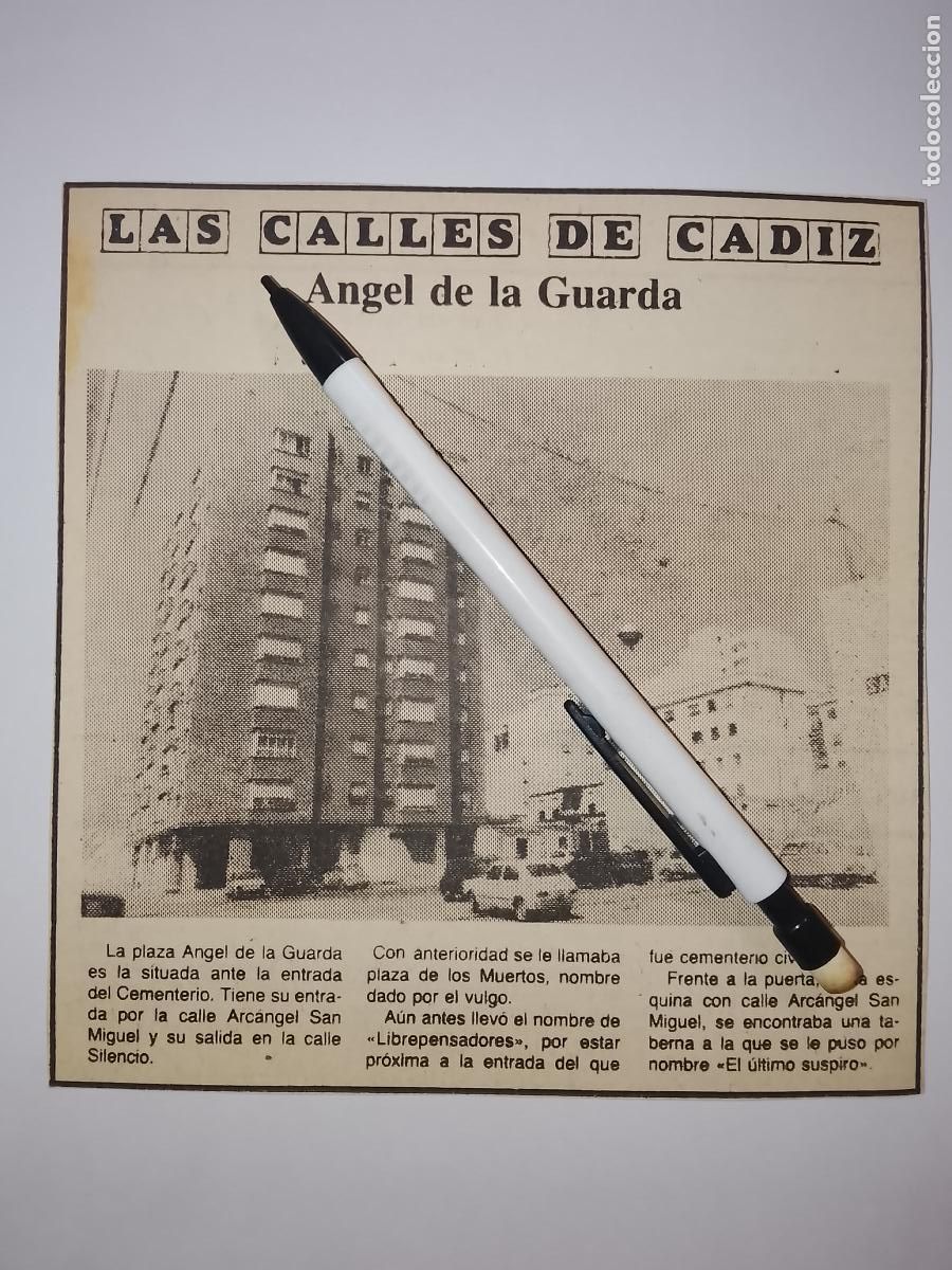 Coleccionismo de Revista Hola: DIARIO 1979 80 RECORTE COLECCION CALLES DE CADIZ CAPITAL - CALLE ANGEL DE LA GUARDA
