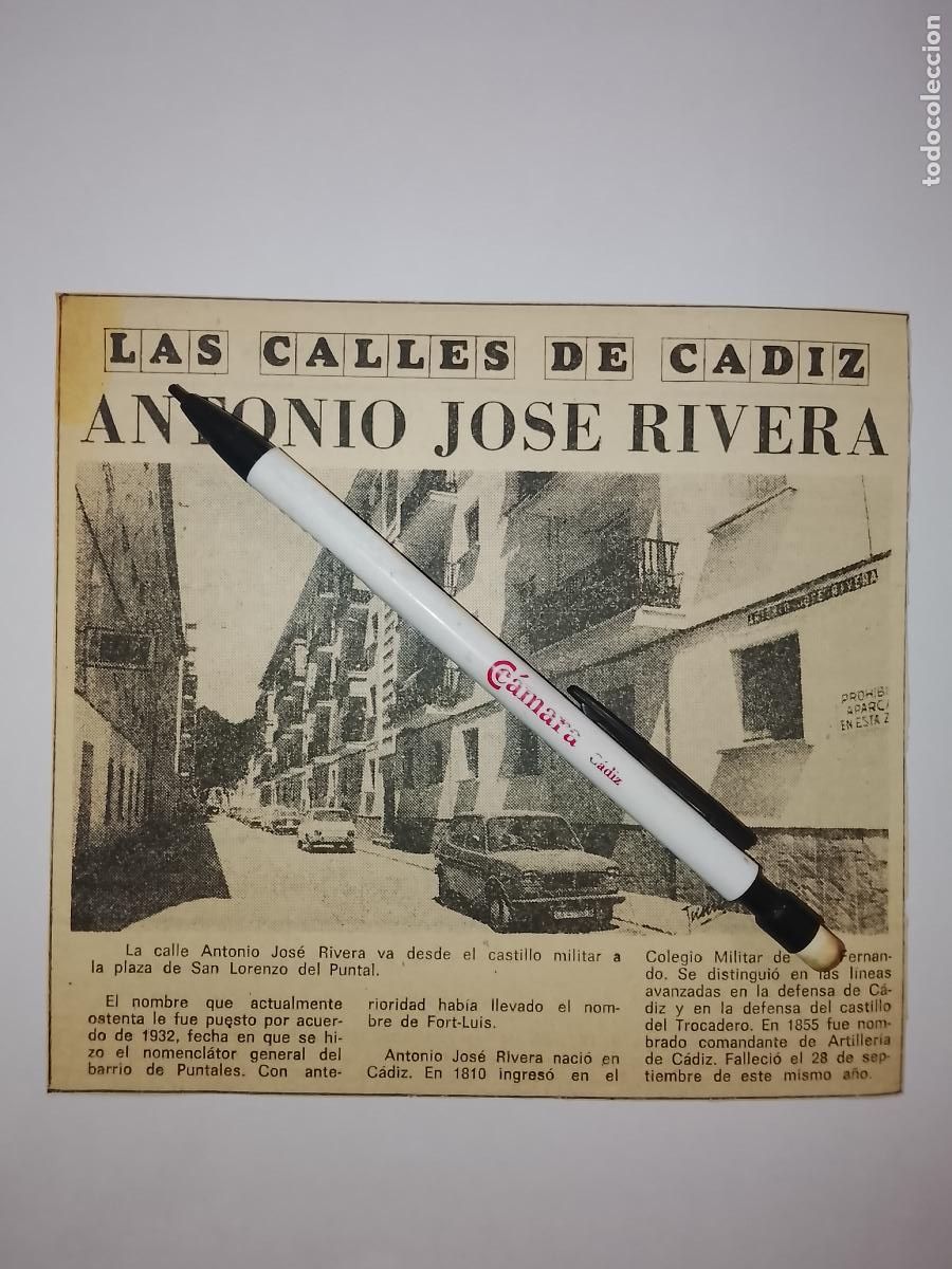 Coleccionismo de Revista Hola: DIARIO 1979 80 RECORTE COLECCION CALLES DE CADIZ CAPITAL - CALLE ANTONIO JOSE RIVERA