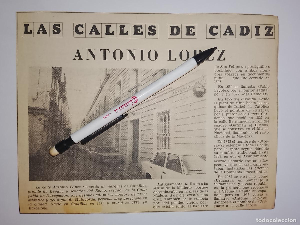 Coleccionismo de Revista Hola: DIARIO 1979 80 RECORTE COLECCION CALLES DE CADIZ CAPITAL - CALLE ANTONIO LOPEZ