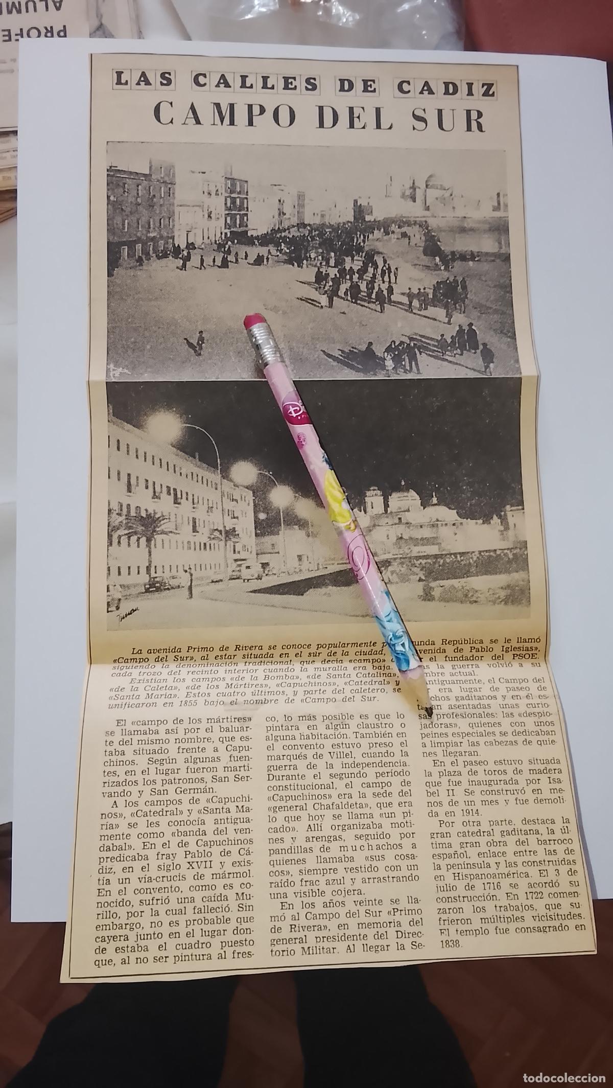 Collection Magazine &iexcl;Hola!: DIARIO 1979 80 RECORTE COLECCION CALLES DE CADIZ CAPITAL - CALLE CAMPO DEL SUR