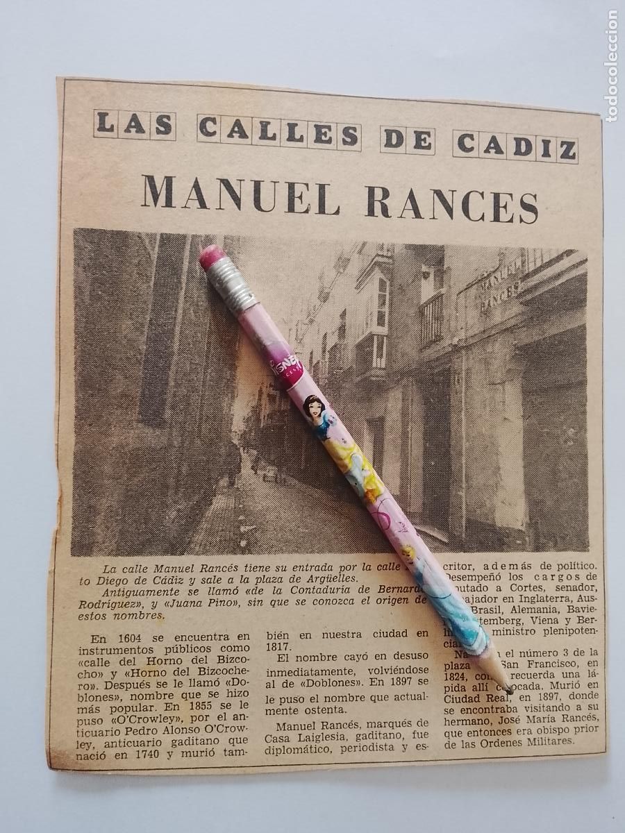 Collectionnisme de Magazine &iexcl;Hola!: DIARIO 1979 80 RECORTE COLECCION CALLES DE CADIZ CAPITAL - CALLE MANUEL RANCES
