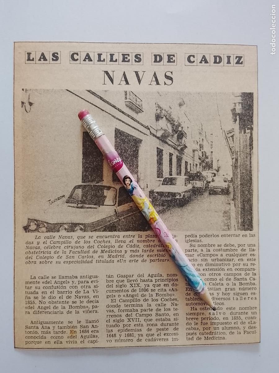 Collection Magazine &iexcl;Hola!: DIARIO 1979 80 RECORTE COLECCION CALLES DE CADIZ CAPITAL - CALLE NAVAS