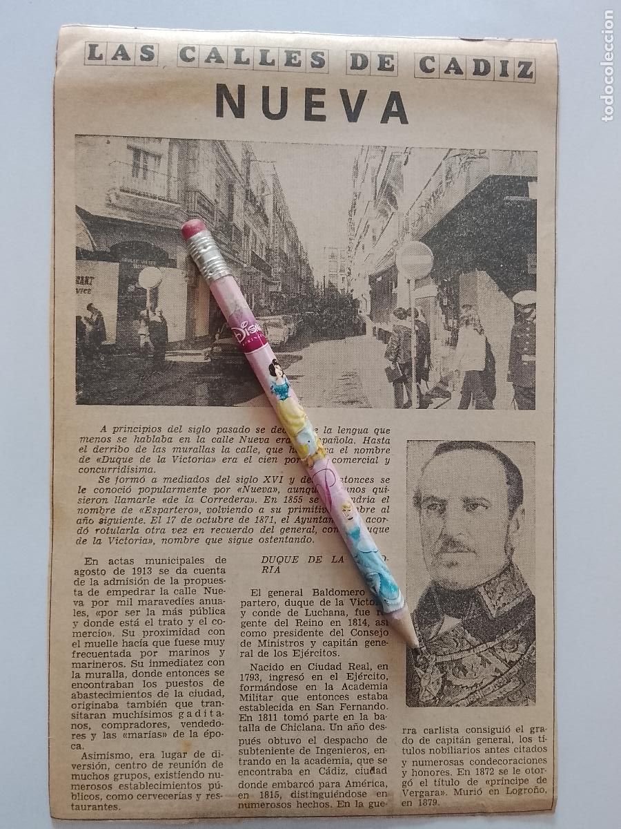 Collection Magazine &iexcl;Hola!: DIARIO 1979 80 RECORTE COLECCION CALLES DE CADIZ CAPITAL - CALLE NUEVA