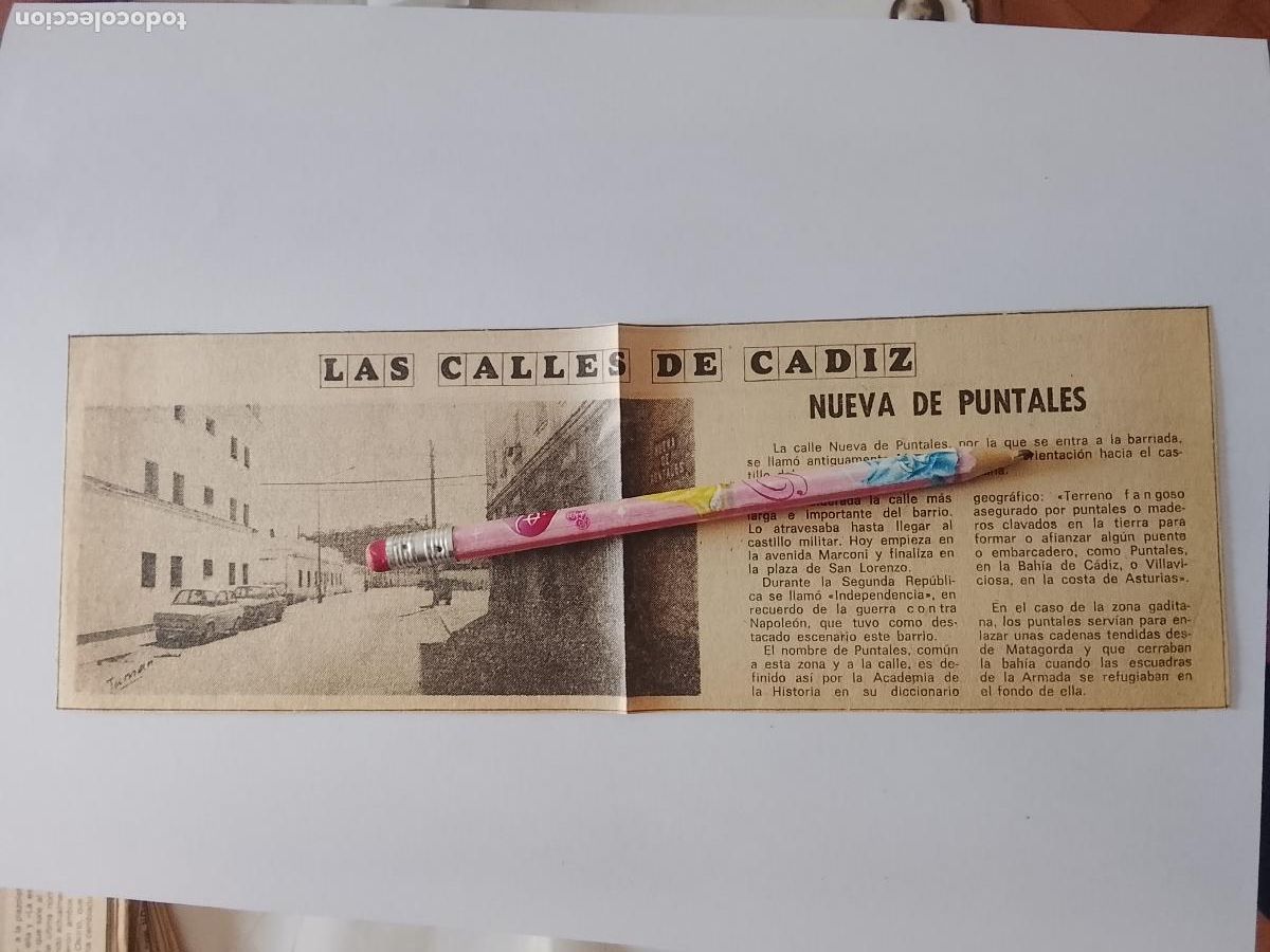 Collection Magazine &iexcl;Hola!: DIARIO 1979 80 RECORTE COLECCION CALLES DE CADIZ CAPITAL - CALLE NUEVA PUNTALES