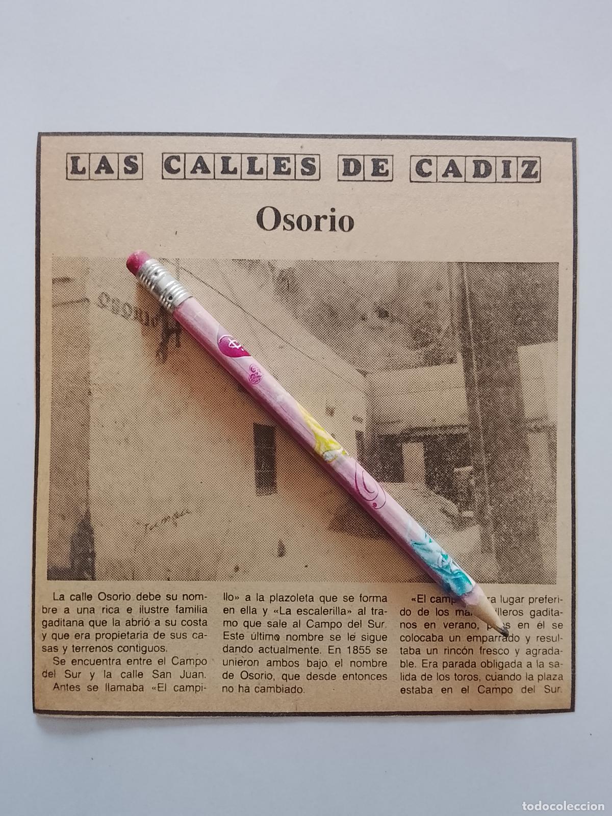 Collection Magazine &iexcl;Hola!: DIARIO 1979 80 RECORTE COLECCION CALLES DE CADIZ CAPITAL - CALLE OSORIO