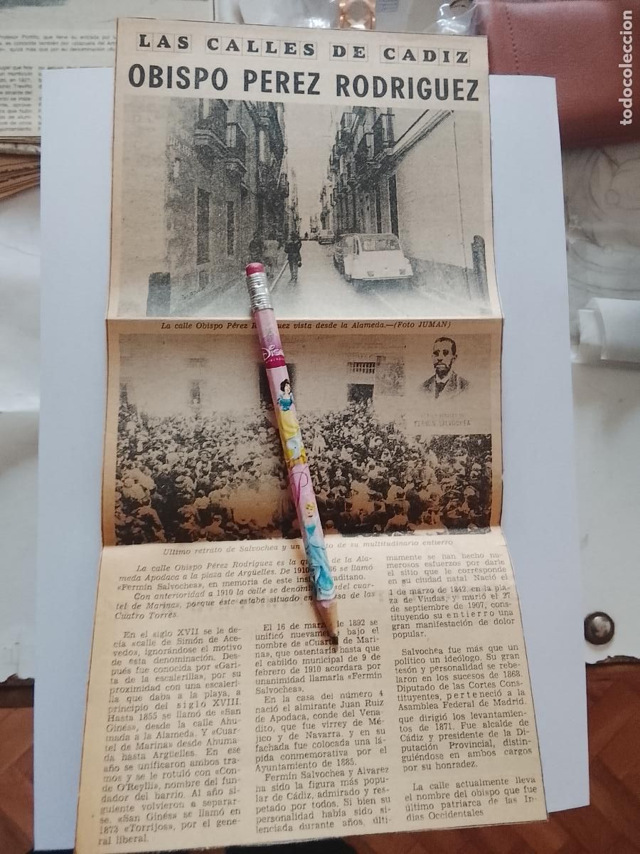 Coleccionismo de Revista Hola: DIARIO 1979 80 RECORTE COLECCION CALLES DE CADIZ CAPITAL - CALLE OBISPO PEREZ RODRIGUEZ