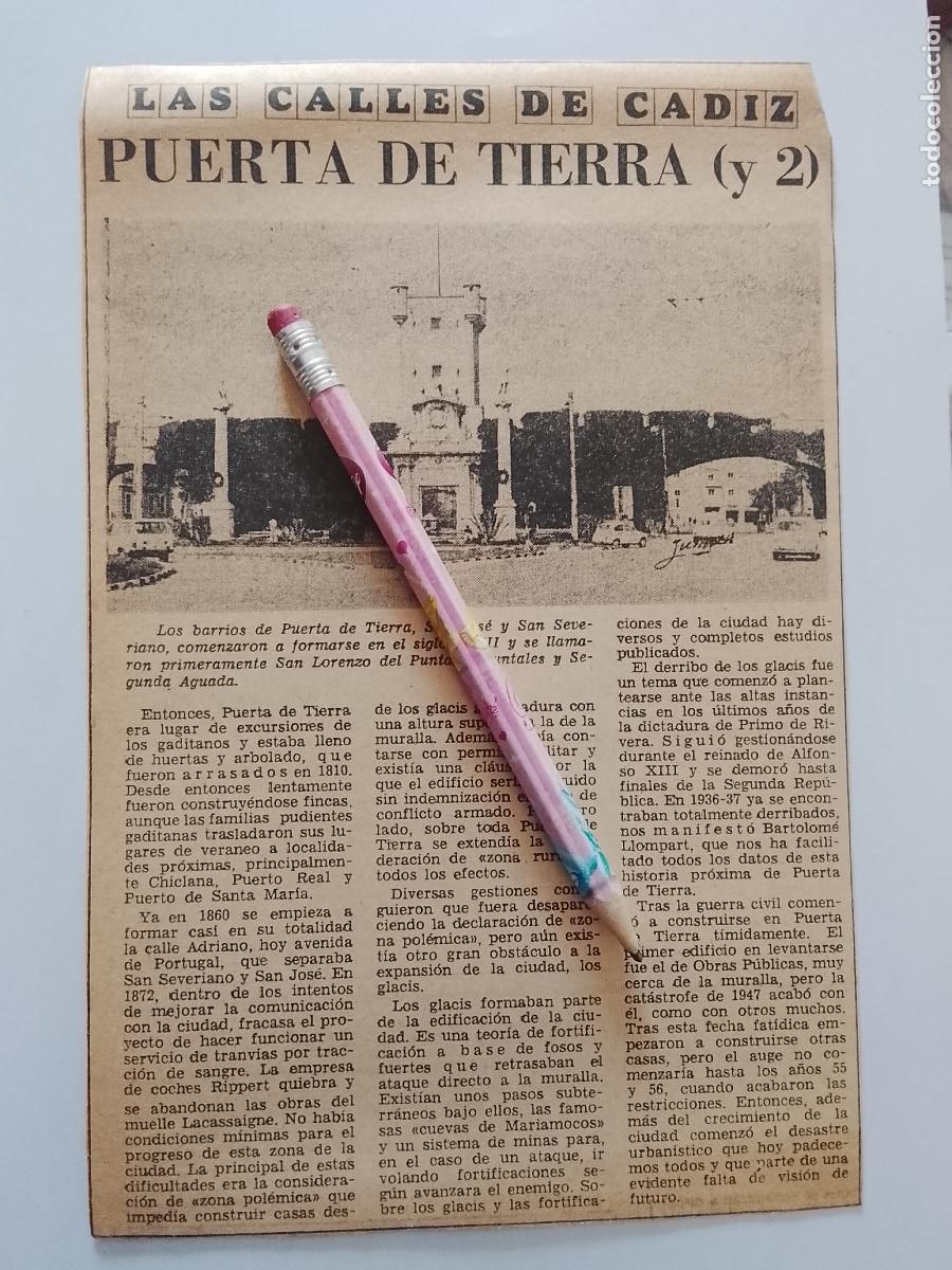 Coleccionismo de Revista Hola: DIARIO 1979 80 RECORTE COLECCION CALLES DE CADIZ CAPITAL - CALLE PUERTA TIERRA SAN JOSE SEVERIANO