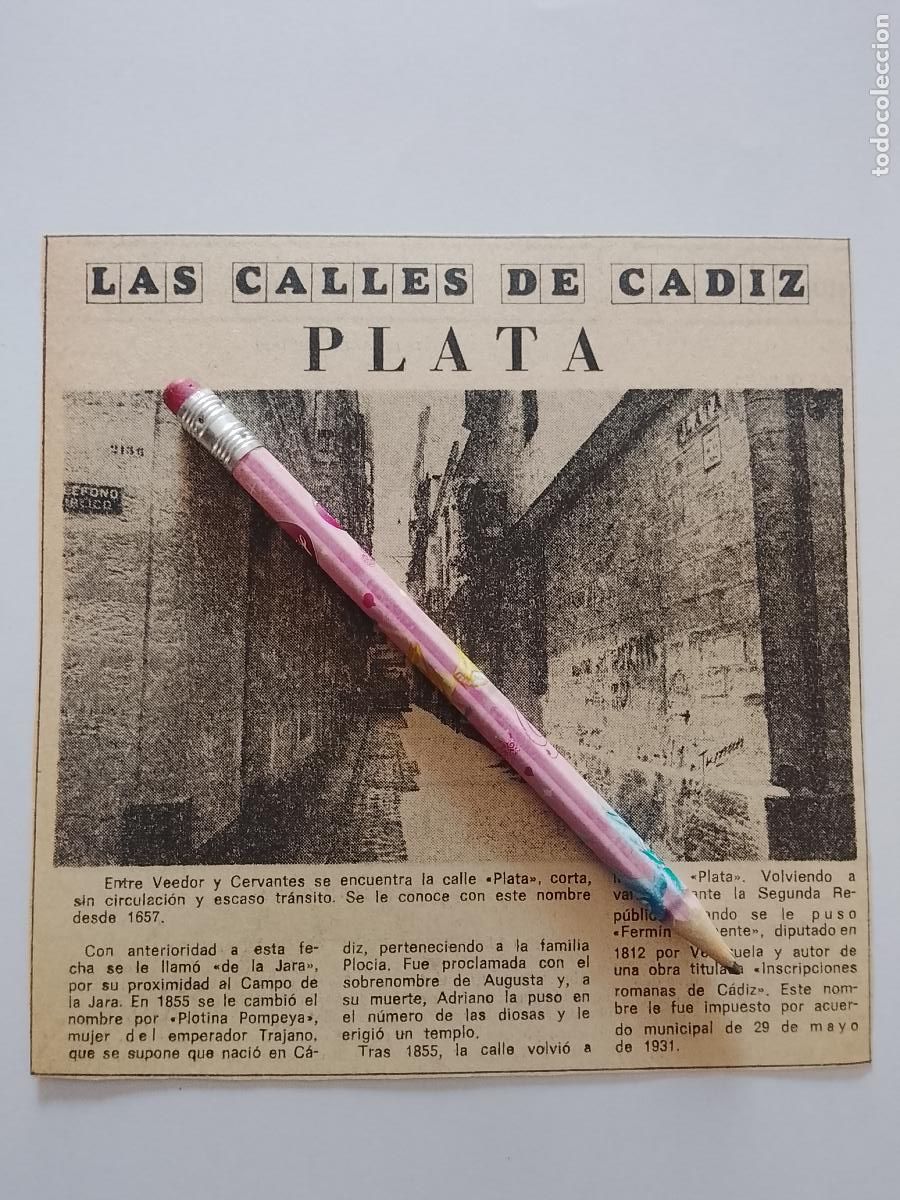 Coleccionismo de Revista Hola: DIARIO 1979 80 RECORTE COLECCION CALLES DE CADIZ CAPITAL - CALLE PLATA