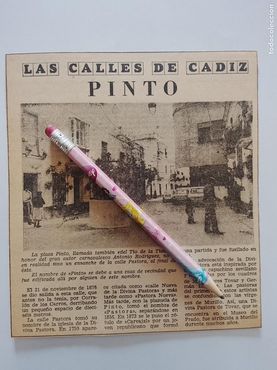 Coleccionismo de Revista Hola: DIARIO 1979 80 RECORTE COLECCION CALLES DE CADIZ CAPITAL - CALLE PINTO PLAZA
