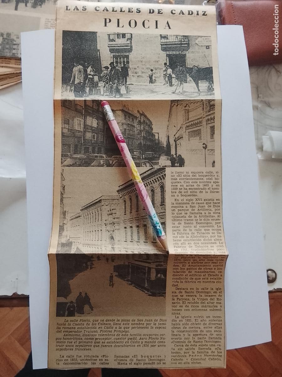 Coleccionismo de Revista Hola: DIARIO 1979 80 RECORTE COLECCION CALLES DE CADIZ CAPITAL - CALLE PLOCIA