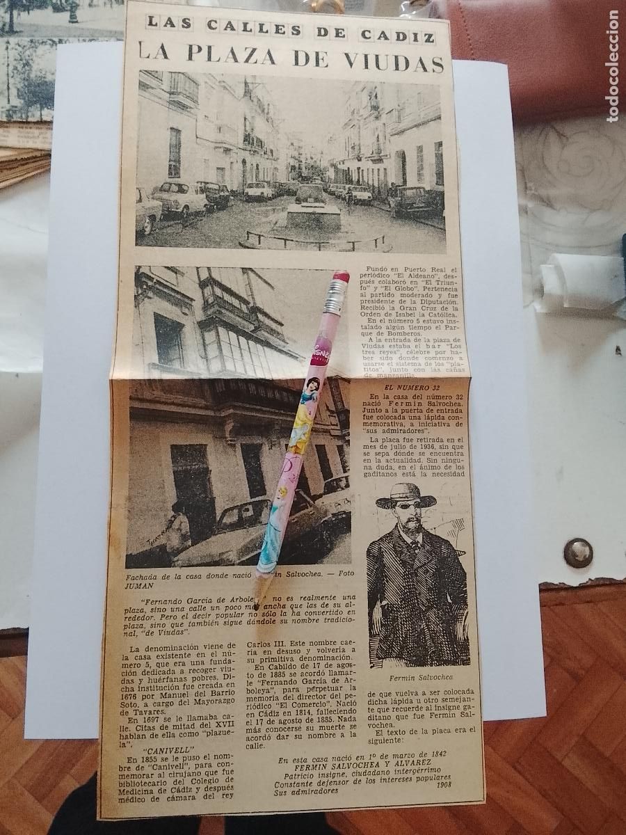 Coleccionismo de Revista Hola: DIARIO 1979 80 RECORTE COLECCION CALLES DE CADIZ CAPITAL - CALLE PLAZA DE VIUDAS