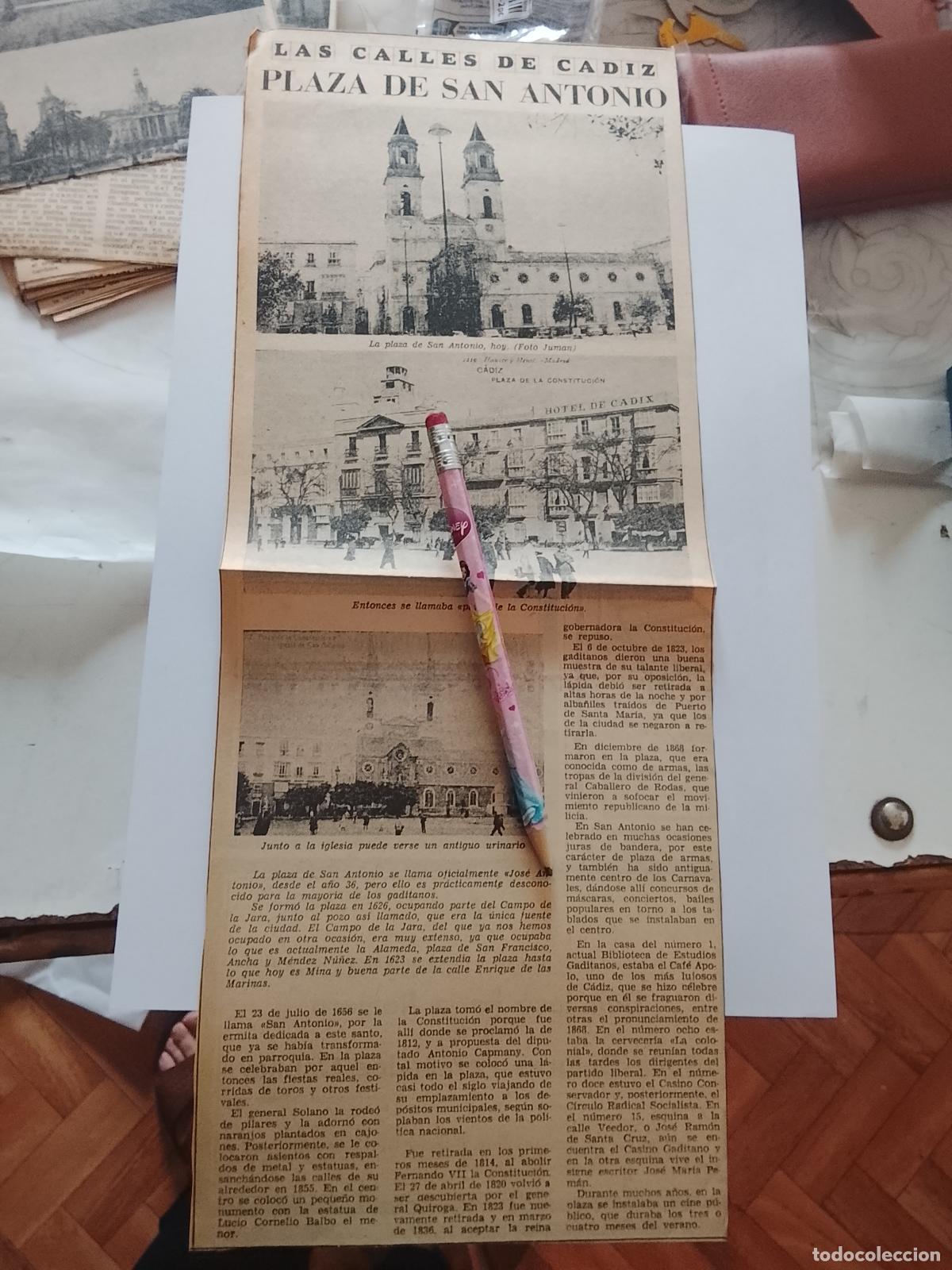 Coleccionismo de Revista Hola: DIARIO 1979 80 RECORTE COLECCION CALLES DE CADIZ CAPITAL - CALLE PLAZA DE SAN ANTONIO