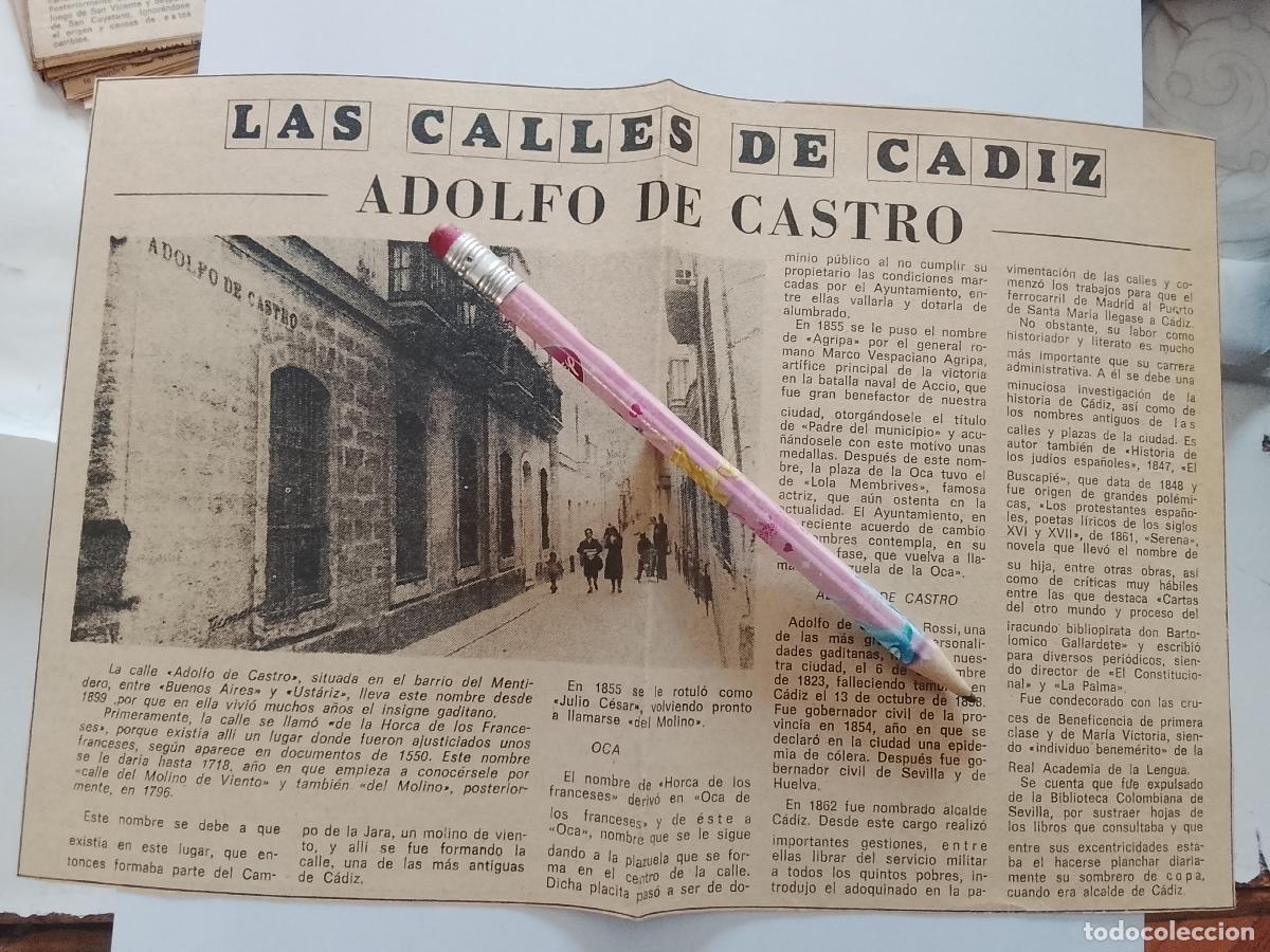 Coleccionismo de Revista Hola: DIARIO 1979 80 RECORTE COLECCION CALLES DE CADIZ CAPITAL - CALLE ADOLFO DE CASTRO