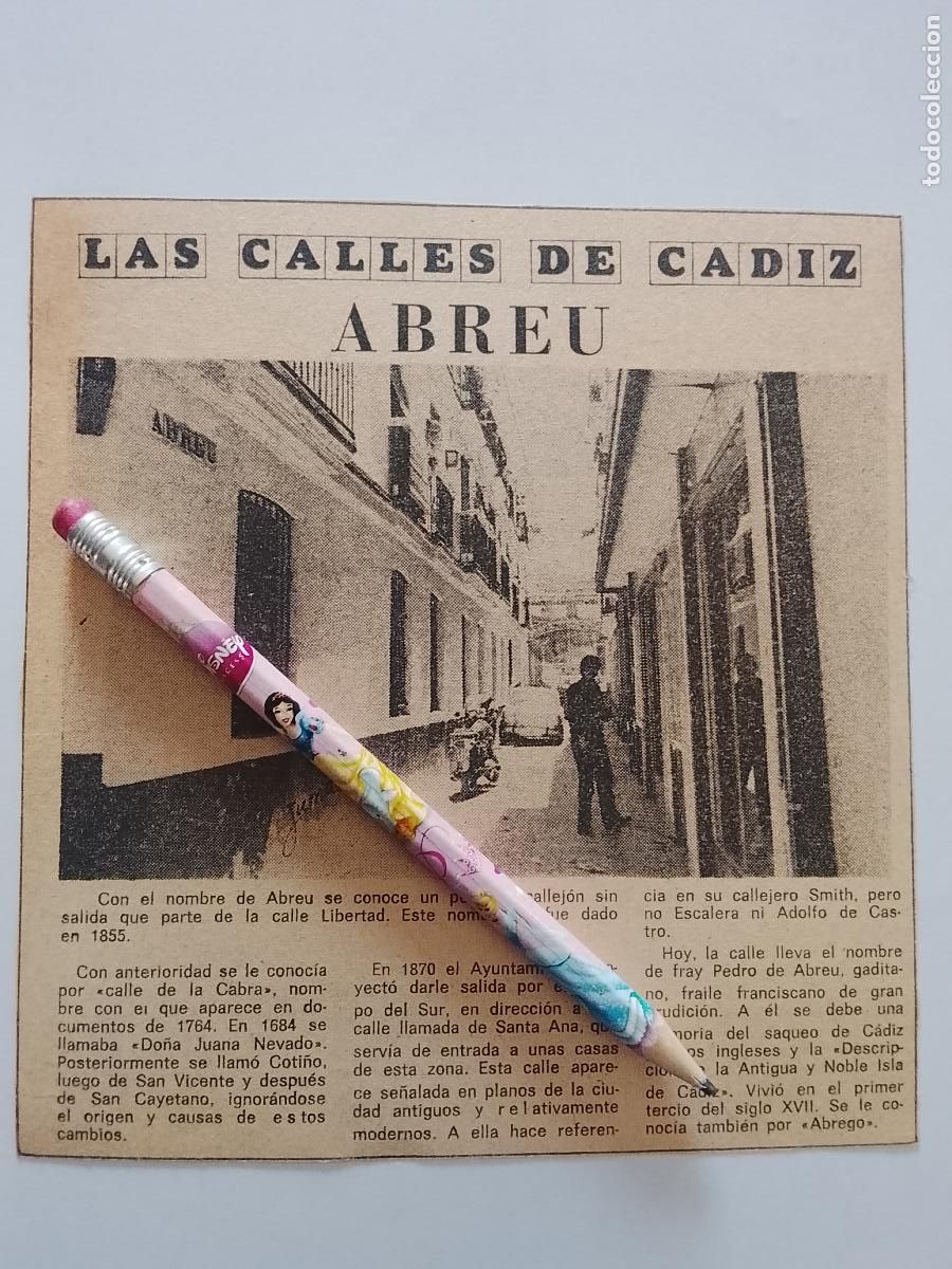 Coleccionismo de Revista Hola: DIARIO 1979 80 RECORTE COLECCION CALLES DE CADIZ CAPITAL - CALLE ABREU