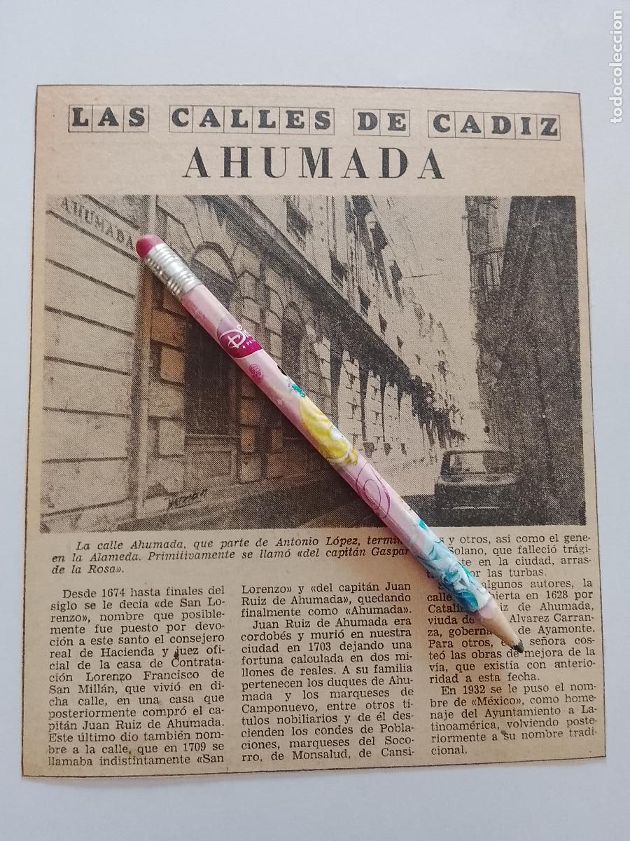 Coleccionismo de Revista Hola: DIARIO 1979 80 RECORTE COLECCION CALLES DE CADIZ CAPITAL - CALLE AHUMADA