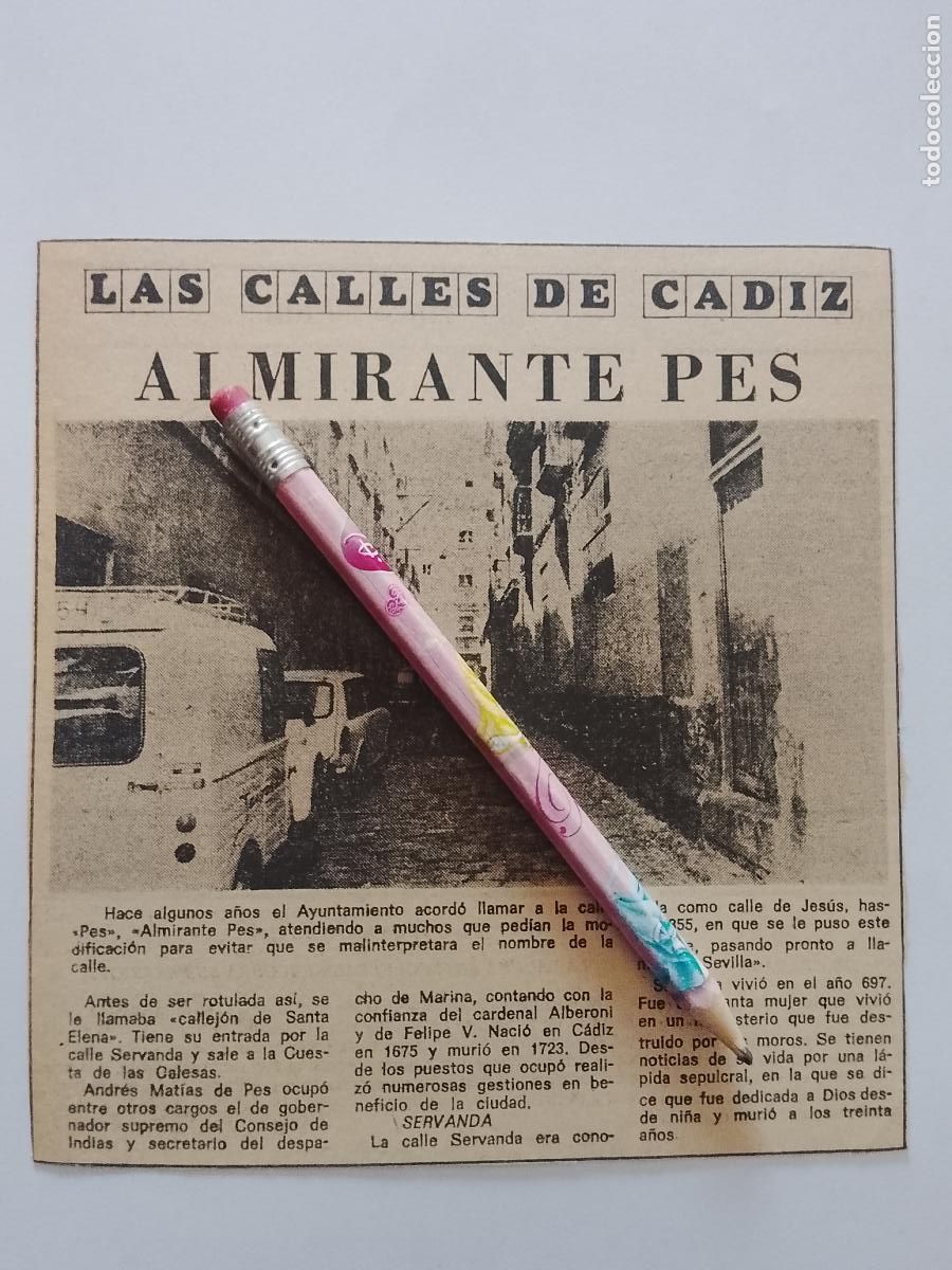 Coleccionismo de Revista Hola: DIARIO 1979 80 RECORTE COLECCION CALLES DE CADIZ CAPITAL - CALLE ALMIRANTE PES