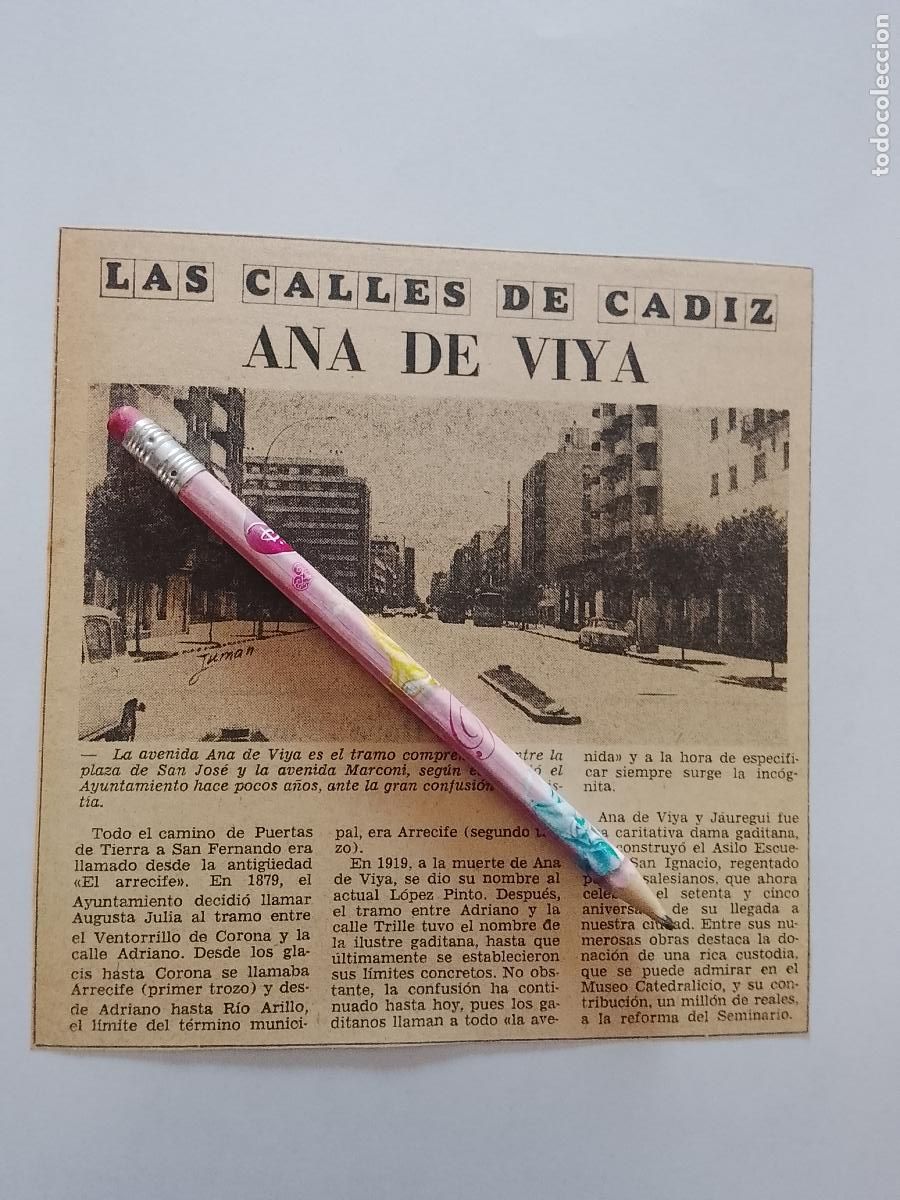 Coleccionismo de Revista Hola: DIARIO 1979 80 RECORTE COLECCION CALLES DE CADIZ CAPITAL - CALLE AVENIDA ANA DE VILLA