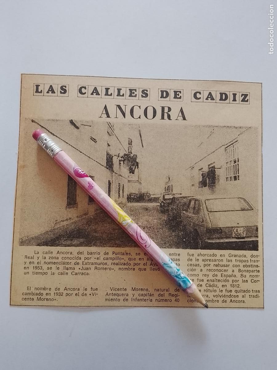 Coleccionismo de Revista Hola: DIARIO 1979 80 RECORTE COLECCION CALLES DE CADIZ CAPITAL - CALLE ANCORA