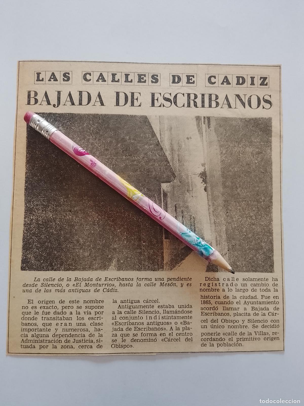 Coleccionismo de Revista Hola: DIARIO 1979 80 RECORTE COLECCION CALLES DE CADIZ CAPITAL - CALLE BAJADA DE ESCRIBANOS