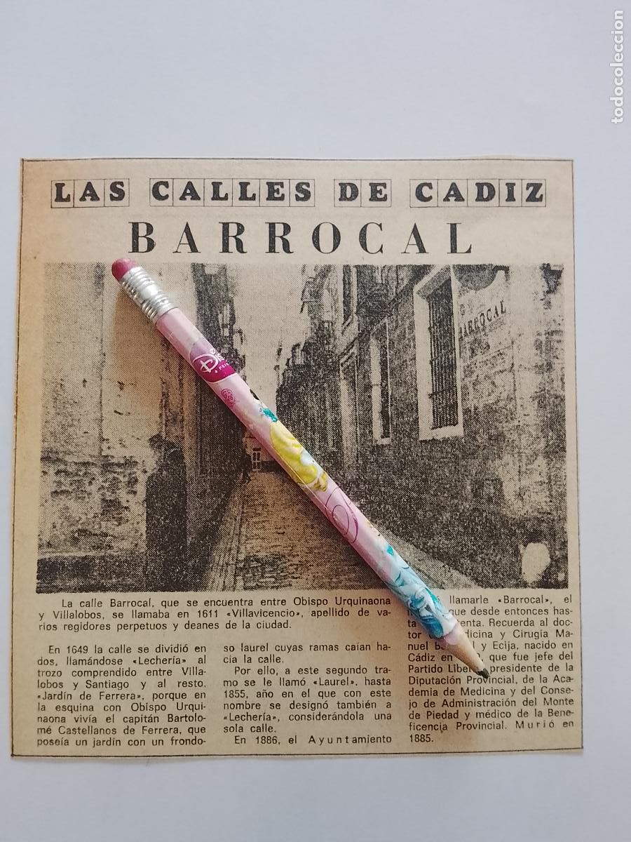 Coleccionismo de Revista Hola: DIARIO 1979 80 RECORTE COLECCION CALLES DE CADIZ CAPITAL - CALLE BARROCAL