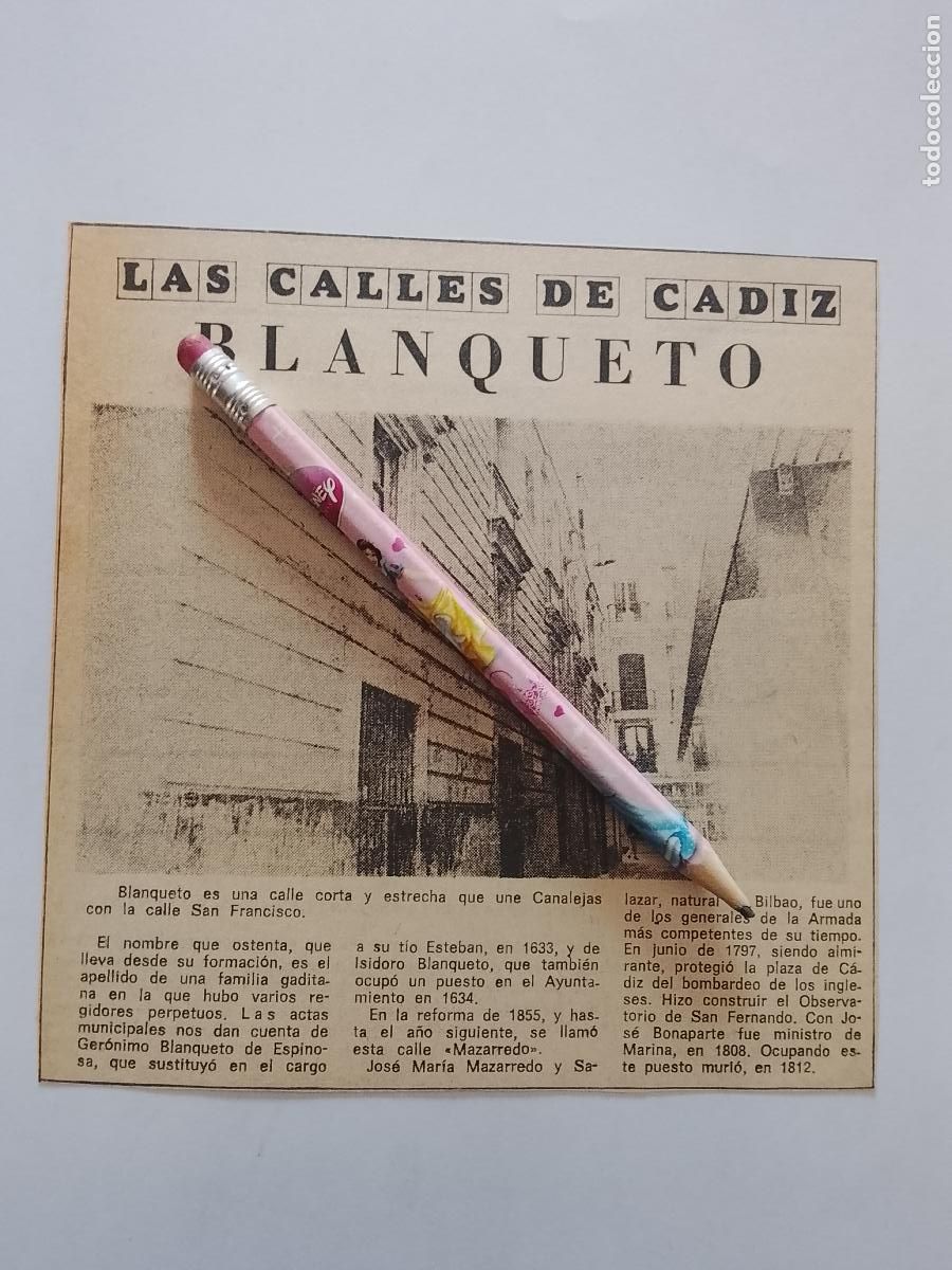 Coleccionismo de Revista Hola: DIARIO 1979 80 RECORTE COLECCION CALLES DE CADIZ CAPITAL - CALLE BLANQUETO