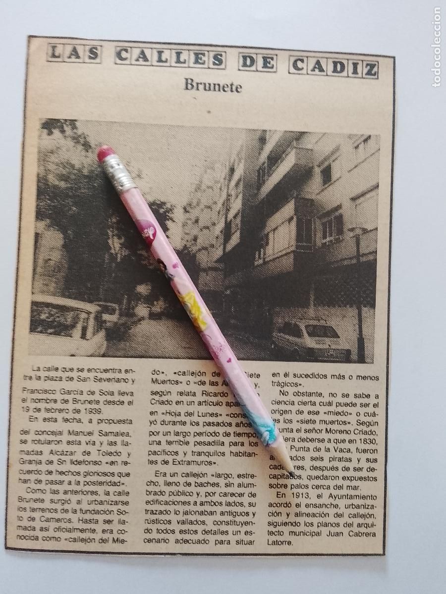 Coleccionismo de Revista Hola: DIARIO 1979 80 RECORTE COLECCION CALLES DE CADIZ CAPITAL - CALLE BRUNETE