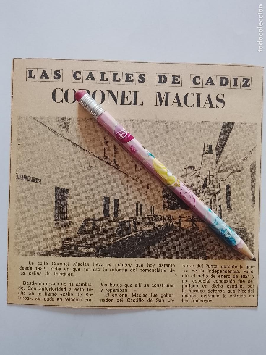Coleccionismo de Revista Hola: DIARIO 1979 80 RECORTE COLECCION CALLES DE CADIZ CAPITAL - CALLE CORONEL MACIAS