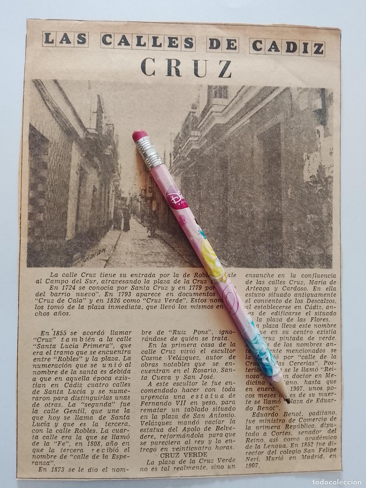 Coleccionismo de Revista Hola: DIARIO 1979 80 RECORTE COLECCION CALLES DE CADIZ CAPITAL - CALLE CRUZ
