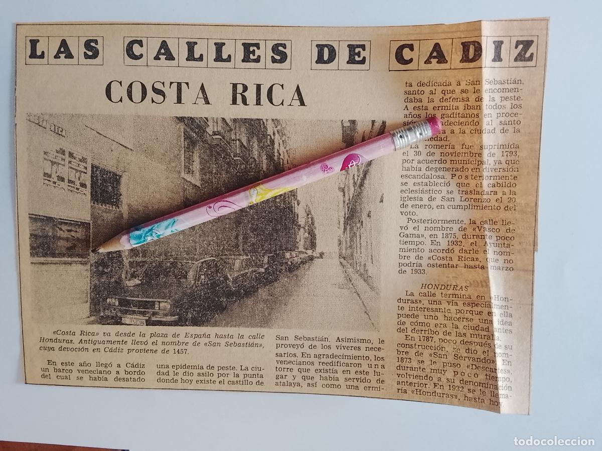 Coleccionismo de Revista Hola: DIARIO 1979 80 RECORTE COLECCION CALLES DE CADIZ CAPITAL - CALLE COSTA RICA