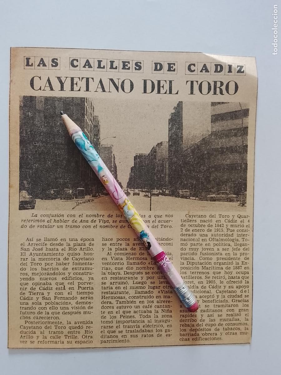 Coleccionismo de Revista Hola: DIARIO 1979 80 RECORTE COLECCION CALLES DE CADIZ CAPITAL - CALLE CAYETANO DEL TORO