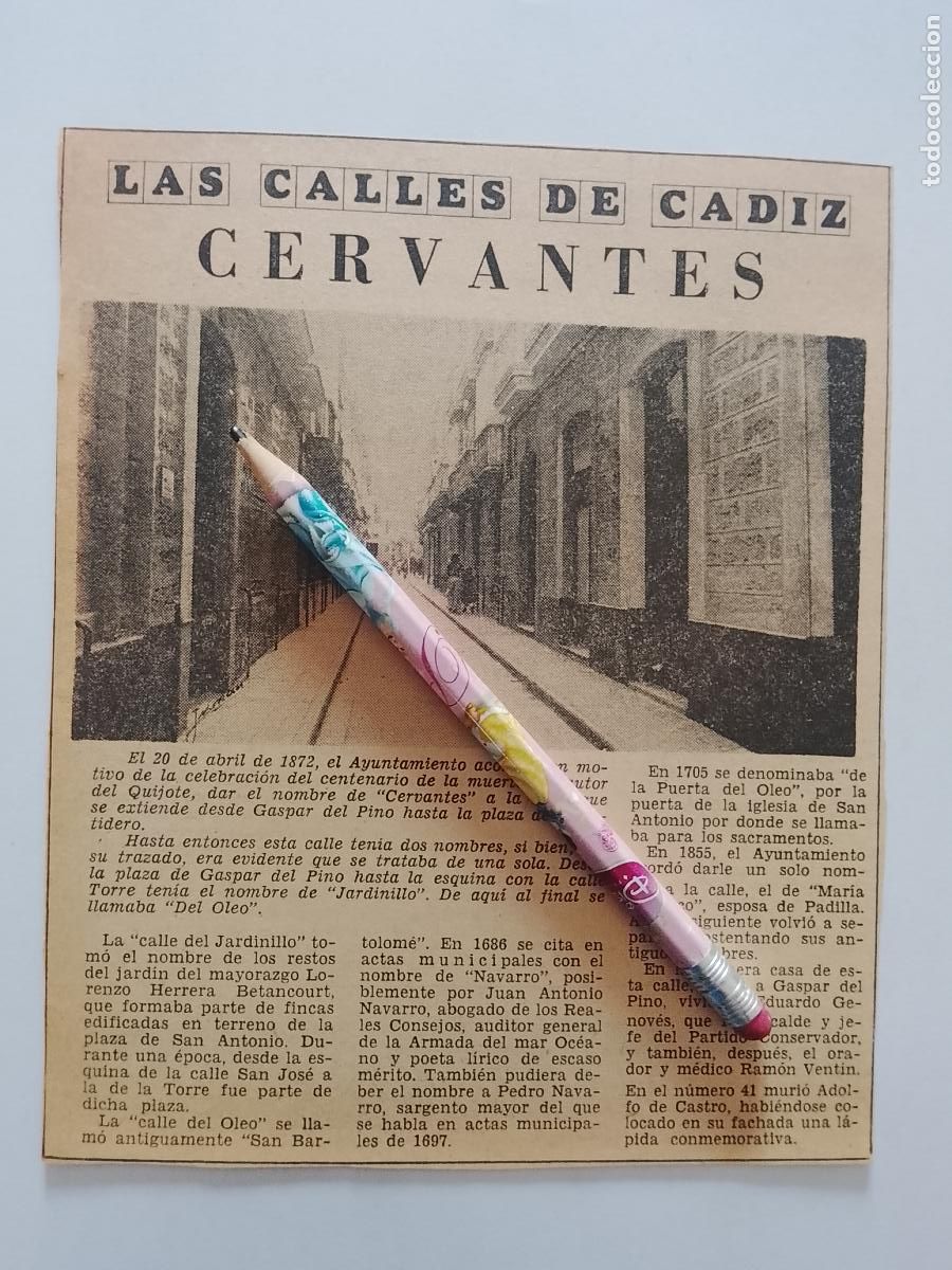 Coleccionismo de Revista Hola: DIARIO 1979 80 RECORTE COLECCION CALLES DE CADIZ CAPITAL - CALLE CERVANTES
