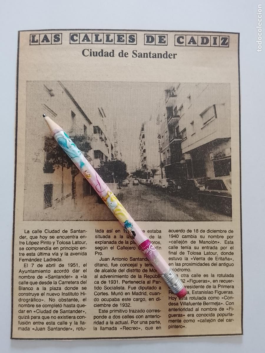 Coleccionismo de Revista Hola: DIARIO 1979 80 RECORTE COLECCION CALLES DE CADIZ CAPITAL - CIUDAD DE SANTANDER