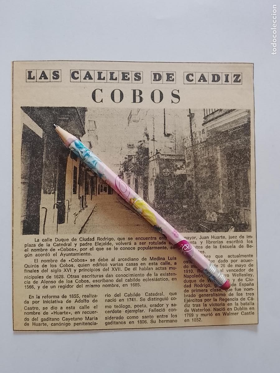 Coleccionismo de Revista Hola: DIARIO 1979 80 RECORTE COLECCION CALLES DE CADIZ CAPITAL - CALLE COBOS