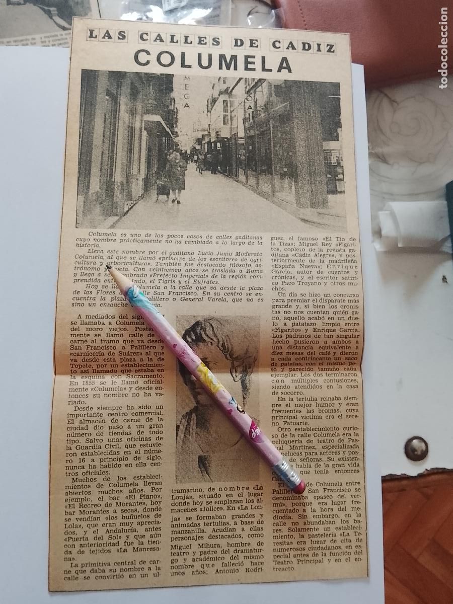 Coleccionismo de Revista Hola: DIARIO 1979 80 RECORTE COLECCION CALLES DE CADIZ CAPITAL - CALLE COLUMELA