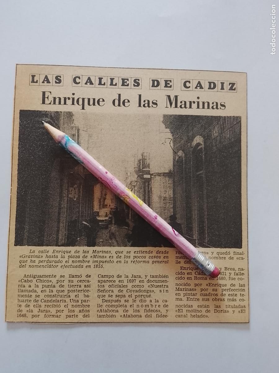 Coleccionismo de Revista Hola: DIARIO 1979 80 RECORTE COLECCION CALLES DE CADIZ CAPITAL - CALLE ENRIQUE DE LAS MARINAS