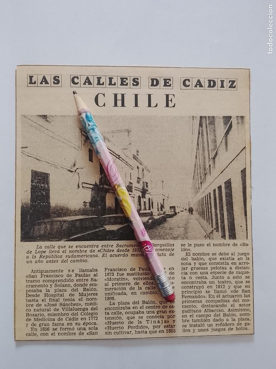 Coleccionismo de Revista Hola: DIARIO 1979 80 RECORTE COLECCION CALLES DE CADIZ CAPITAL - CALLE CHILE