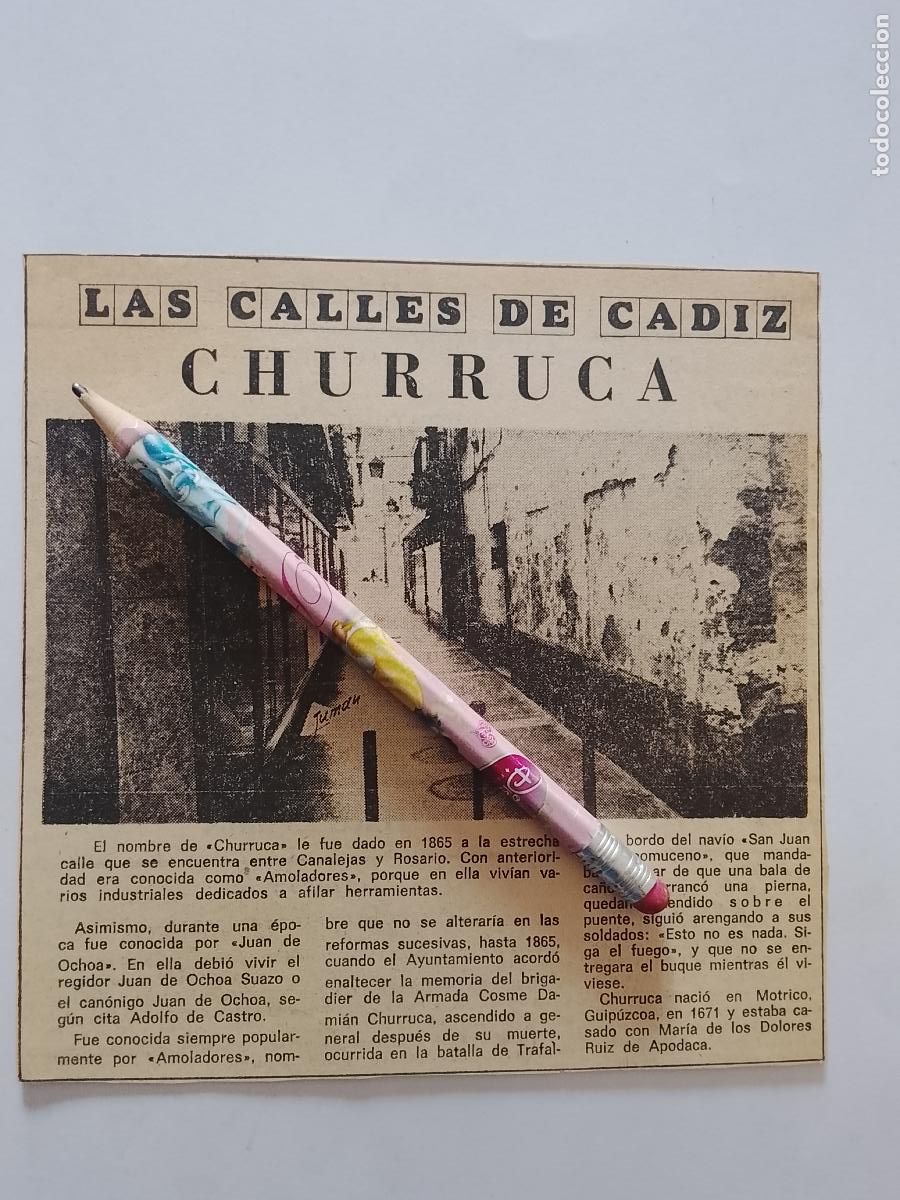 Coleccionismo de Revista Hola: DIARIO 1979 80 RECORTE COLECCION CALLES DE CADIZ CAPITAL - CALLE CHURRUCA
