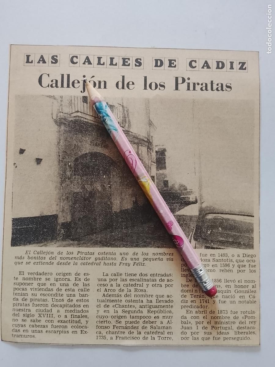 Coleccionismo de Revista Hola: DIARIO 1979 80 RECORTE COLECCION CALLES DE CADIZ CAPITAL - CALLEJON DE LOS PIRATAS
