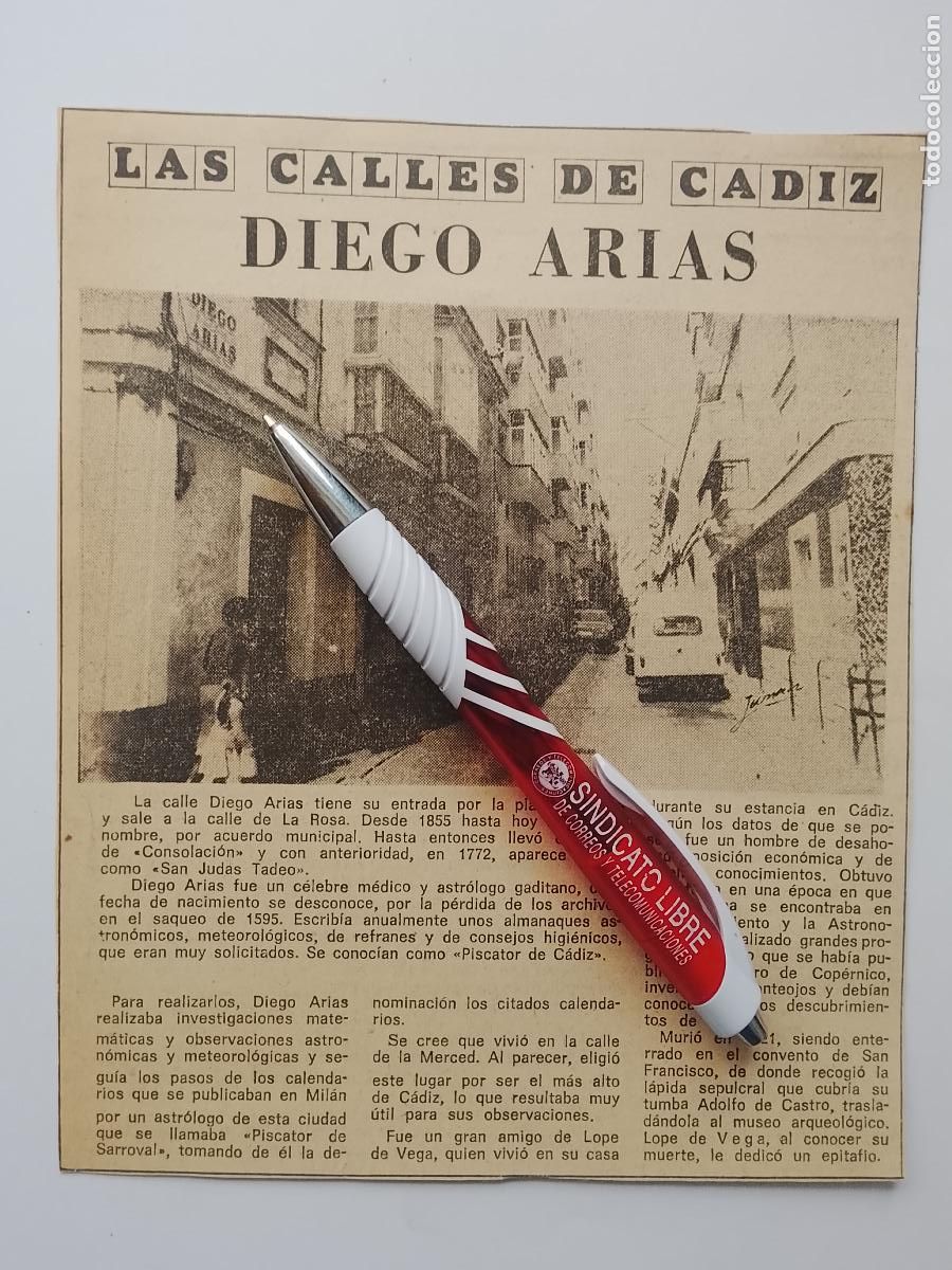 Coleccionismo de Revista Hola: DIARIO 1979 80 RECORTE COLECCION CALLES DE CADIZ CAPITAL - CALLE DIEGO ARIAS