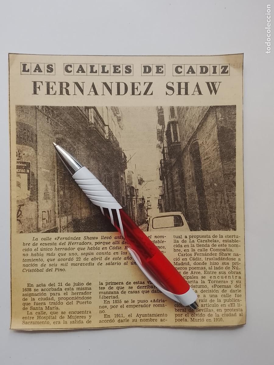 Coleccionismo de Revista Hola: DIARIO 1979 80 RECORTE COLECCION CALLES DE CADIZ CAPITAL - CALLE FERNANDEZ SHAW