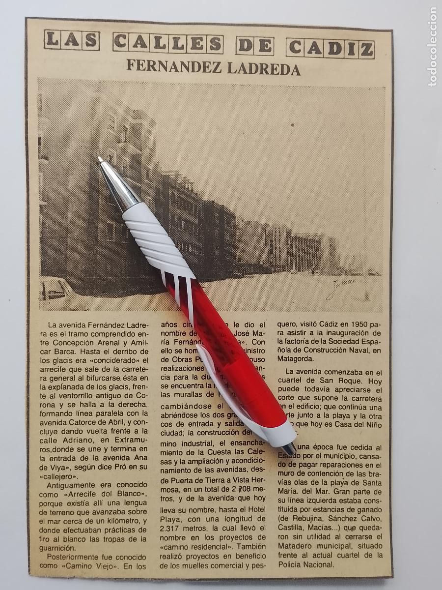 Coleccionismo de Revista Hola: DIARIO 1979 80 RECORTE COLECCION CALLES DE CADIZ CAPITAL - CALLE FERNANDEZ LADREDA