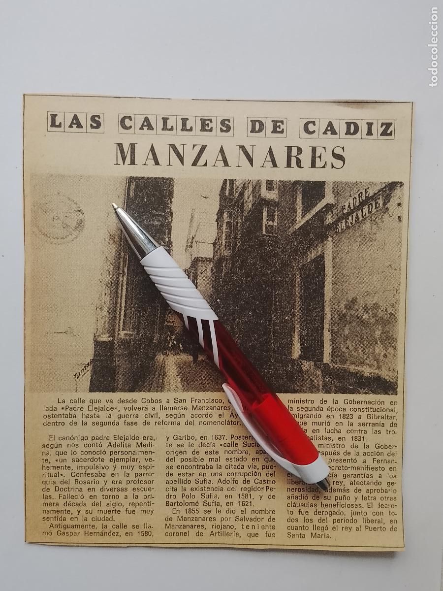 Coleccionismo de Revista Hola: DIARIO 1979 80 RECORTE COLECCION CALLES DE CADIZ CAPITAL - CALLE MANZANARES