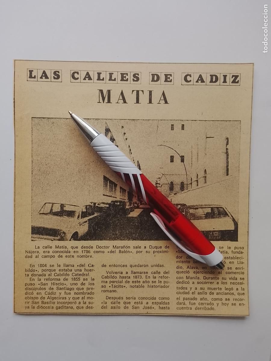 Coleccionismo de Revista Hola: DIARIO 1979 80 RECORTE COLECCION CALLES DE CADIZ CAPITAL - CALLE MATIA