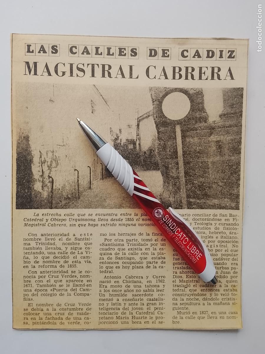 Coleccionismo de Revista Hola: DIARIO 1979 80 RECORTE COLECCION CALLES DE CADIZ CAPITAL - CALLE MAGISTRAL CABRERA